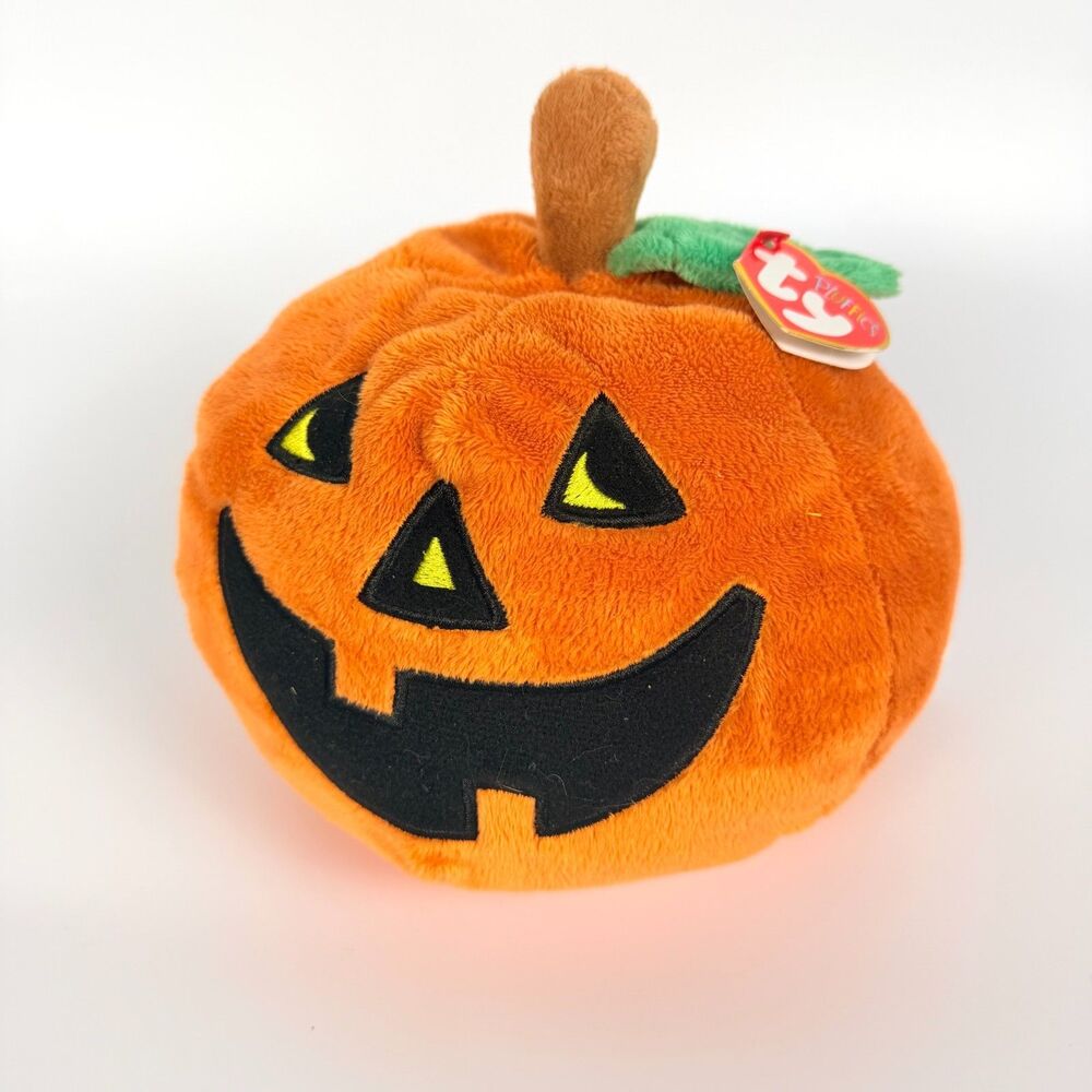 Ty Pluffies - Gilbert the Pumpkin Jack O Lantern Beanie Plush - Halloween